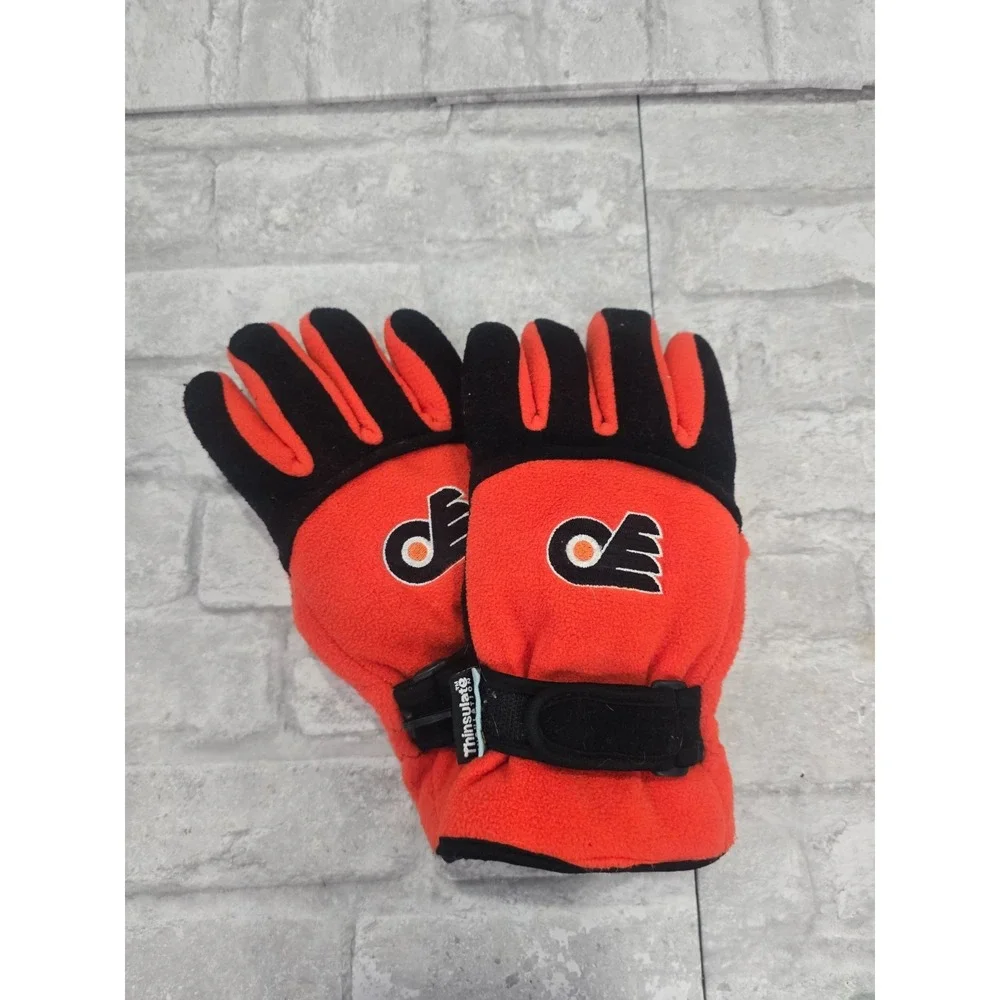 Philadelphia Flyers Waterproof Gloves NHL Fleece Snow Skiing Winter Cold Orange